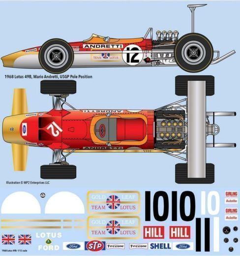 Indycals Decal Lotus 49B Hill #10 Gold Leaf